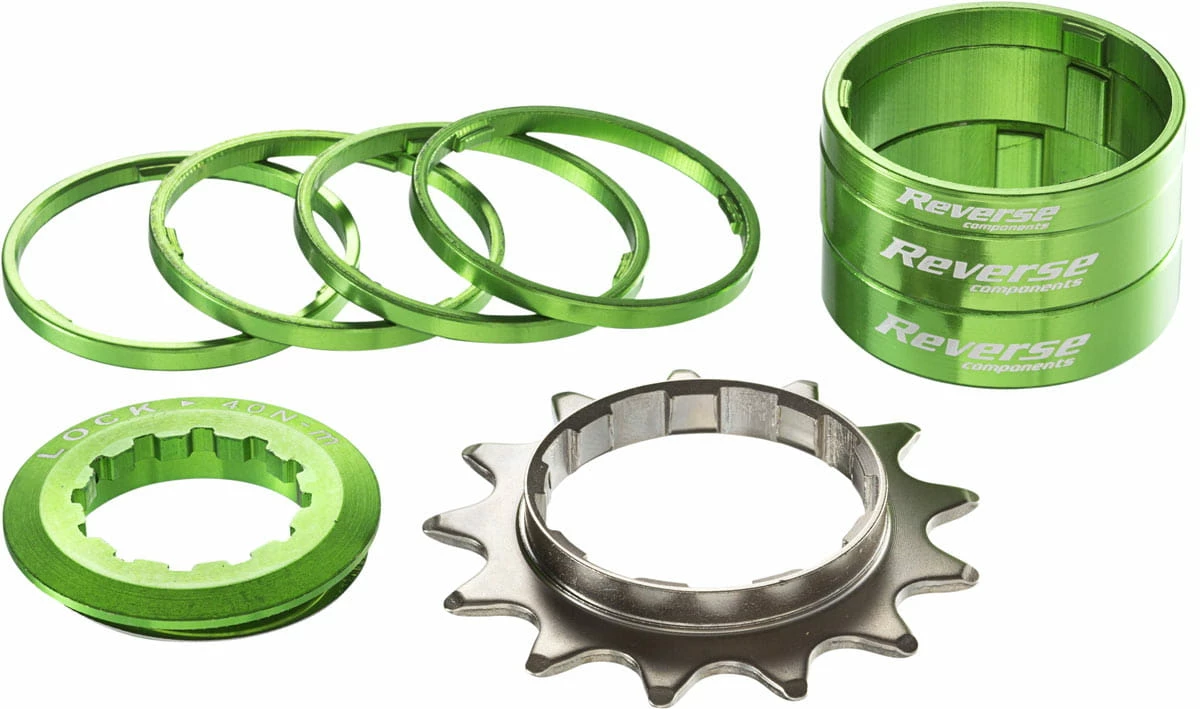 Reverse Kit Singlespeed Pignone 13T + 7 Distanziali - Verde