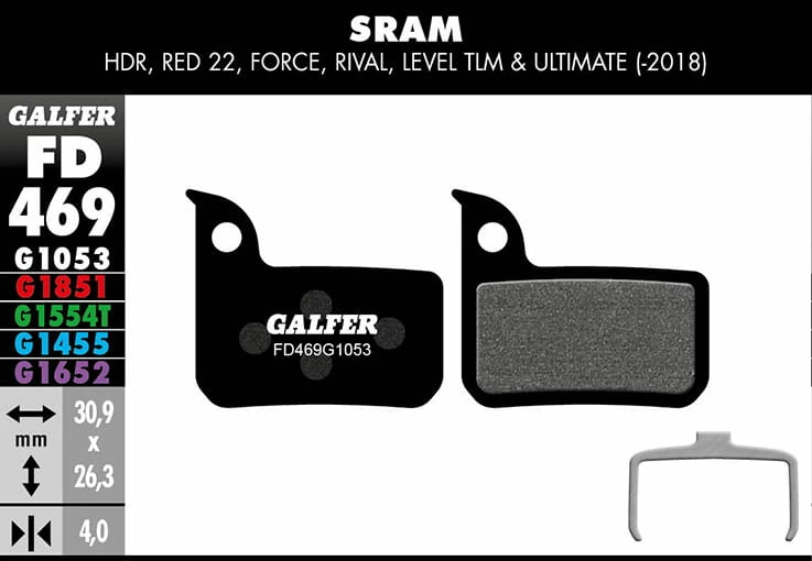 GALFER Pattini Freno Standard Per SRAM - Nero