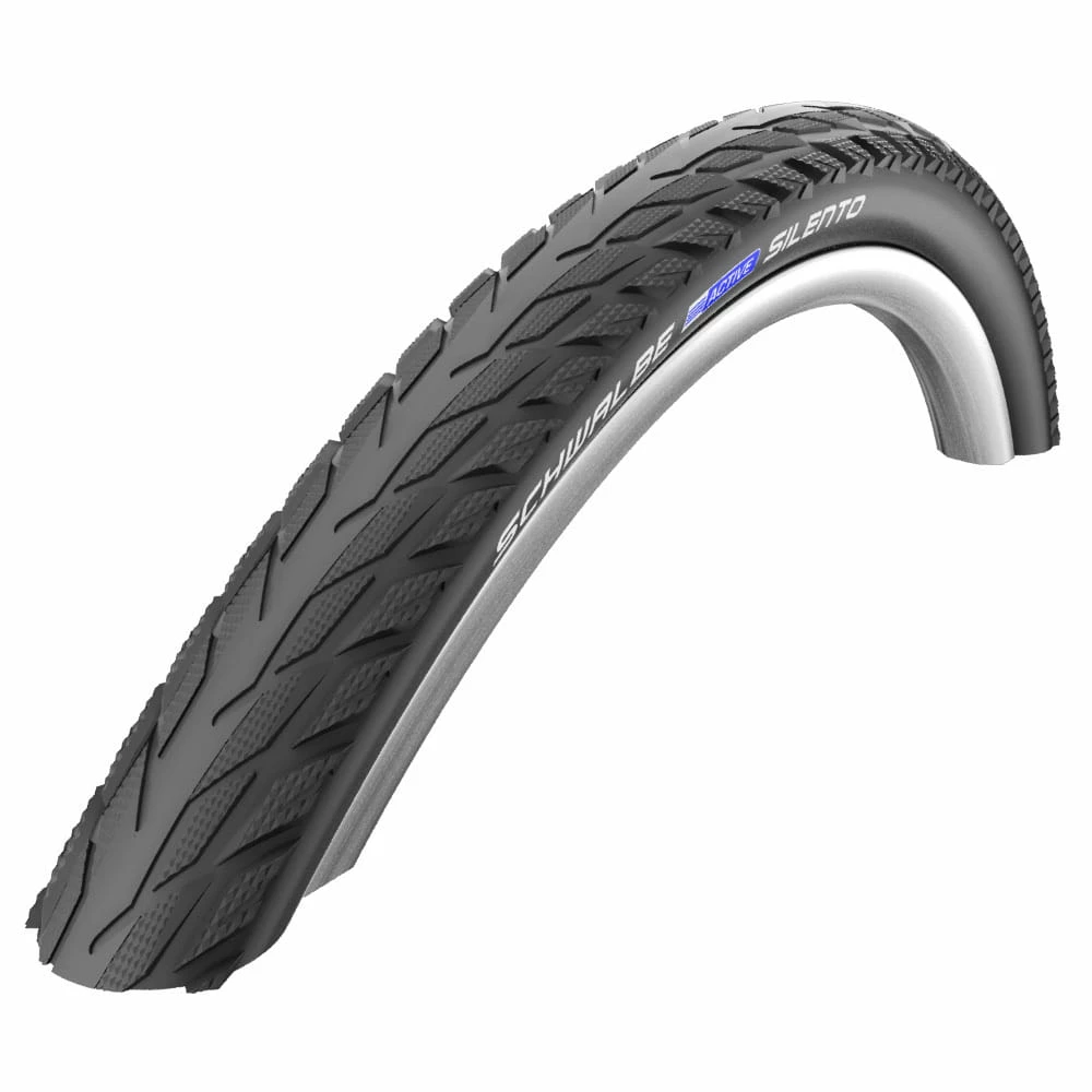 Schwalbe Pneumatico Silento Clincher - 26x1.75 Pollici - K-Guard - SBC - Strisce Riflettenti - Nero